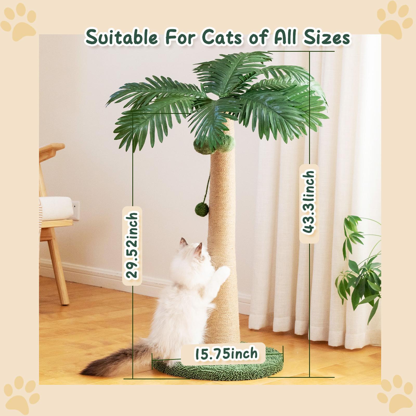 Wecharmer Cat Tree / Tower for Indoor with Green Leaves, Cat Condo Cozy Plush House with Hang Ball,  Pet Furniture with Scratching Posts cat  tree