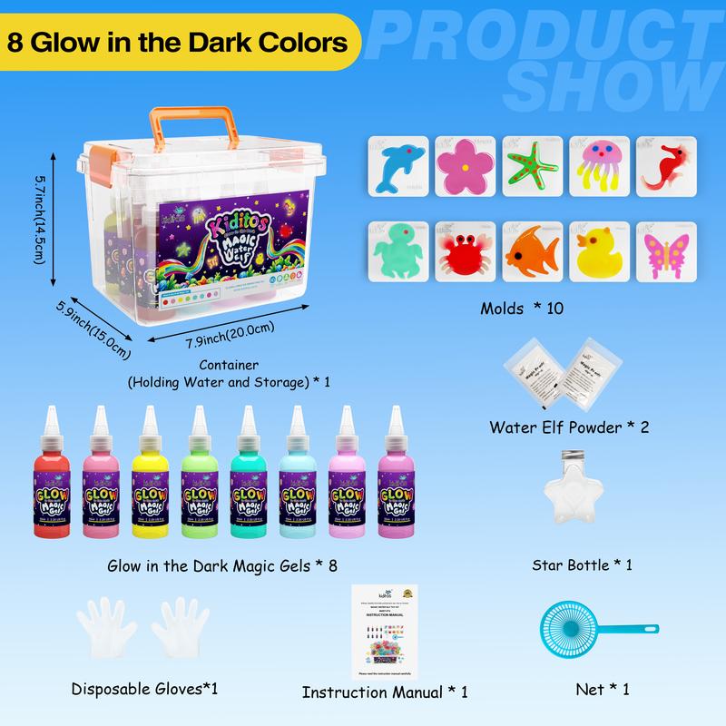Kiditos  Magic Water Elf Toy Kit with Magic Gels, Molds - Imaginative Play, Christmas Gifts, Birthday Gifts, Party Favors, and Family-Friendly DIY STEM Projects