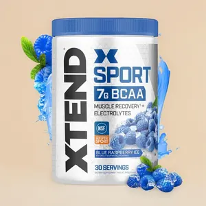 XTEND Sport BCAA Powder Blue Raspberry Ice - 7g BCAAs, Electrolytes, Sugar-Free, NSF Certified for Sport, 30 Servings for Recovery & Hydration