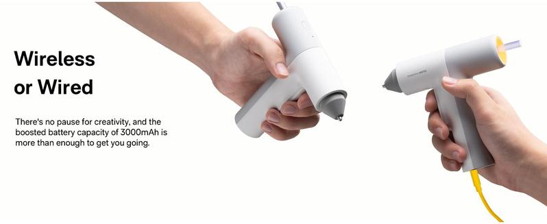 HOTO Electric Hot Glue Gun - 30s Preheat, Wireless/Wired Dual Mode, Anti-Drip for Home & Craft Projects Cordless