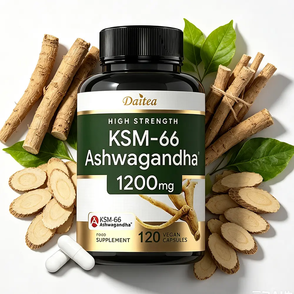 Daitea KSM-66 Ashwagandha Root Extract Supplement - Premium Support for Mood, Stress Relief & Restful Sleep, 120 Capsules