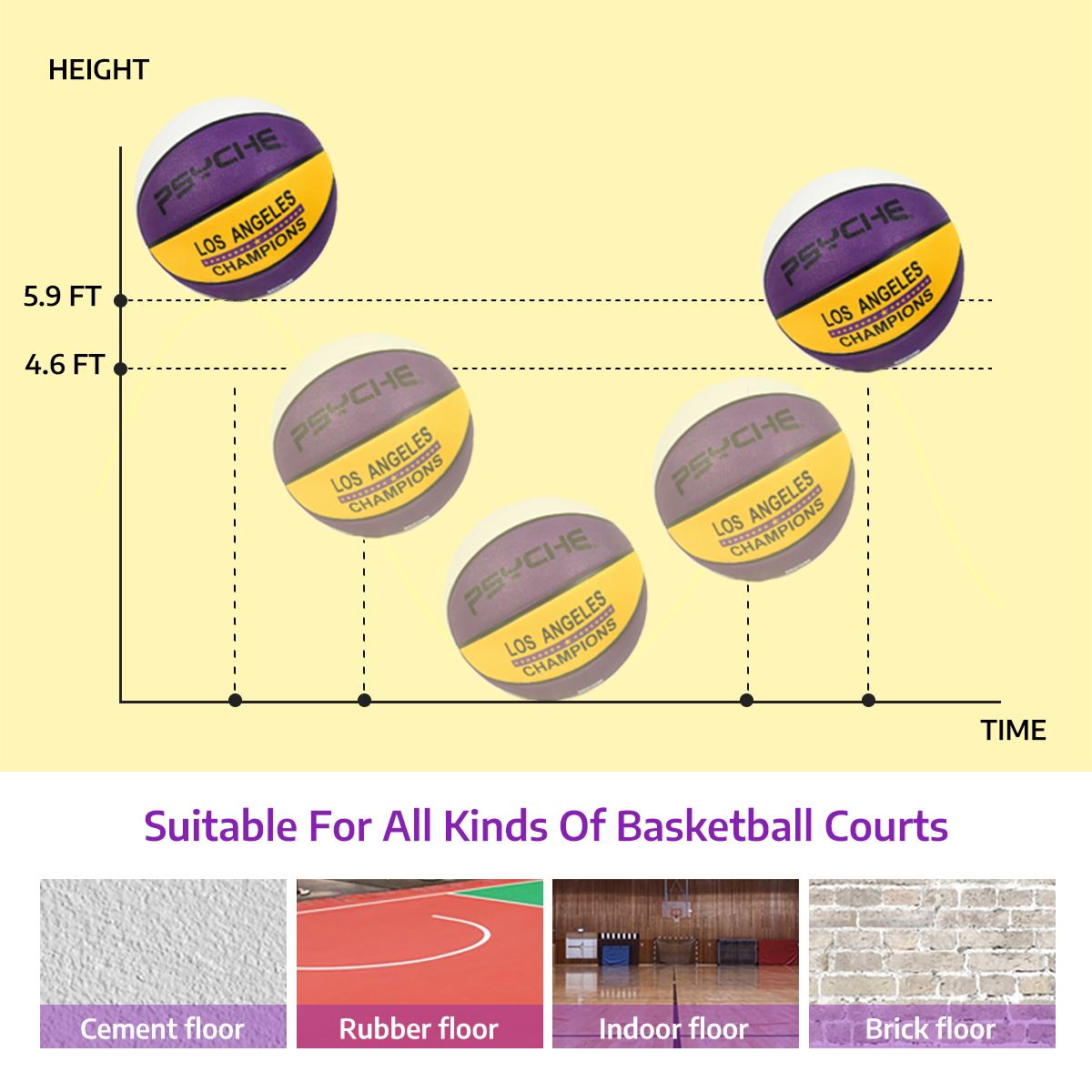 PSYCHE Rubber Basketball 22.5" Outdoor Beginner Mini Basketball Christmas Gift with Butyl Liner Non-Slip Rubber Fabric and Free Gift