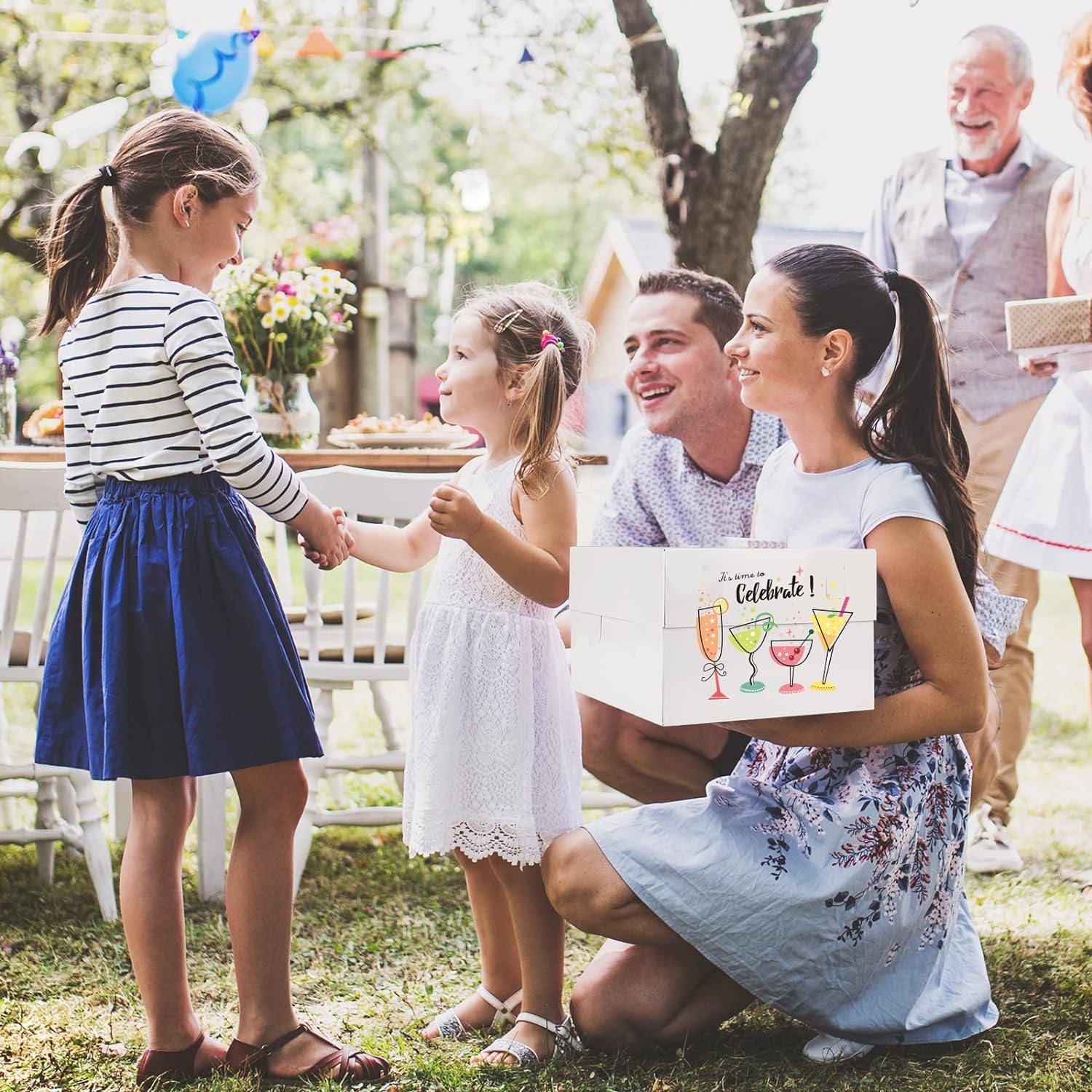 Moretoes 15Pcs Cake Boxes, 12x12x8 Inch White Bakery Boxes with Window Cake Containers Tall Dessert Cardboard Boxes