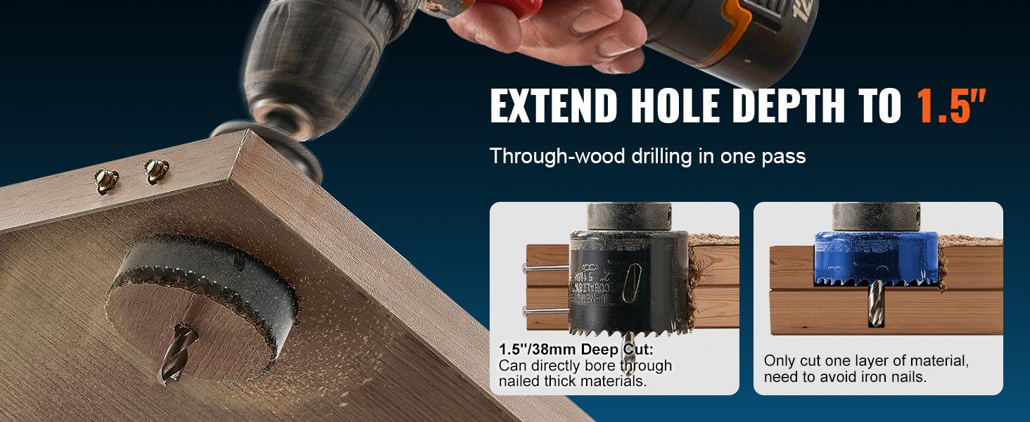 VEVOR Hole Saw Kit, TikTokShopBlackFriday, 18 PCS Saw Blades, 6 Drill Bits, 1 Hex Wrench, General Purpose Size from 3/4" to 4-1/2", Bi Metal M42 Hole Saw Set with Carrying Case, Ideal for Wood Board, Plastic and Iron Plate