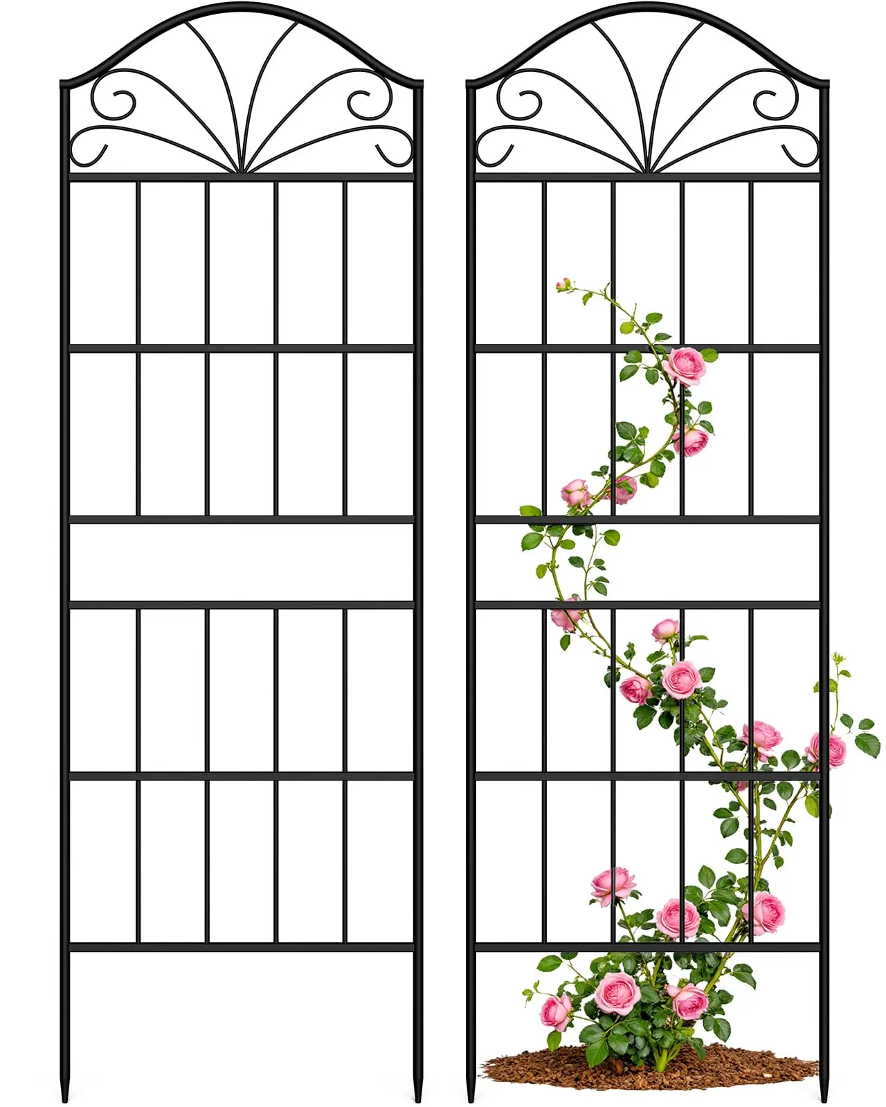 Metal Trellis for Climbing Plants Outdoor, 60 * 19.7 Inch Tall Garden Trellis with Black Rustproof Coating, Decorative Rose Trellis for Climbing Roses, Vines, and Flowers, 2 Pack