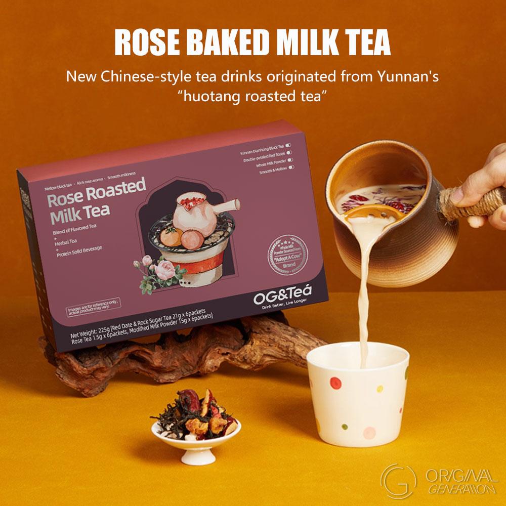 BOGO Rose/Osmanthus Baked Milk Tea 2 Cartons With Limited Glft 12 Drinks With Red Dates, Rock Sugar, Longan, Goji Berry, New Zealand Milk, Golden Needle Black Tea