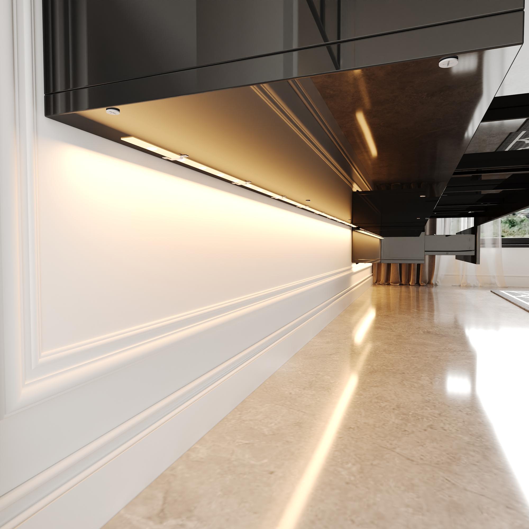 FUFU&GAGA Floating LED TV Stand for TVs up to 70", Wall Mounted Wood Media Console with Glossy Surface & 44 Color LED Lights FUFU&GAGA Floating LED TV Stand for TVs up to 70", Wall Mounted Wood Media Console with Glossy Surface & 44 Color LED Lights