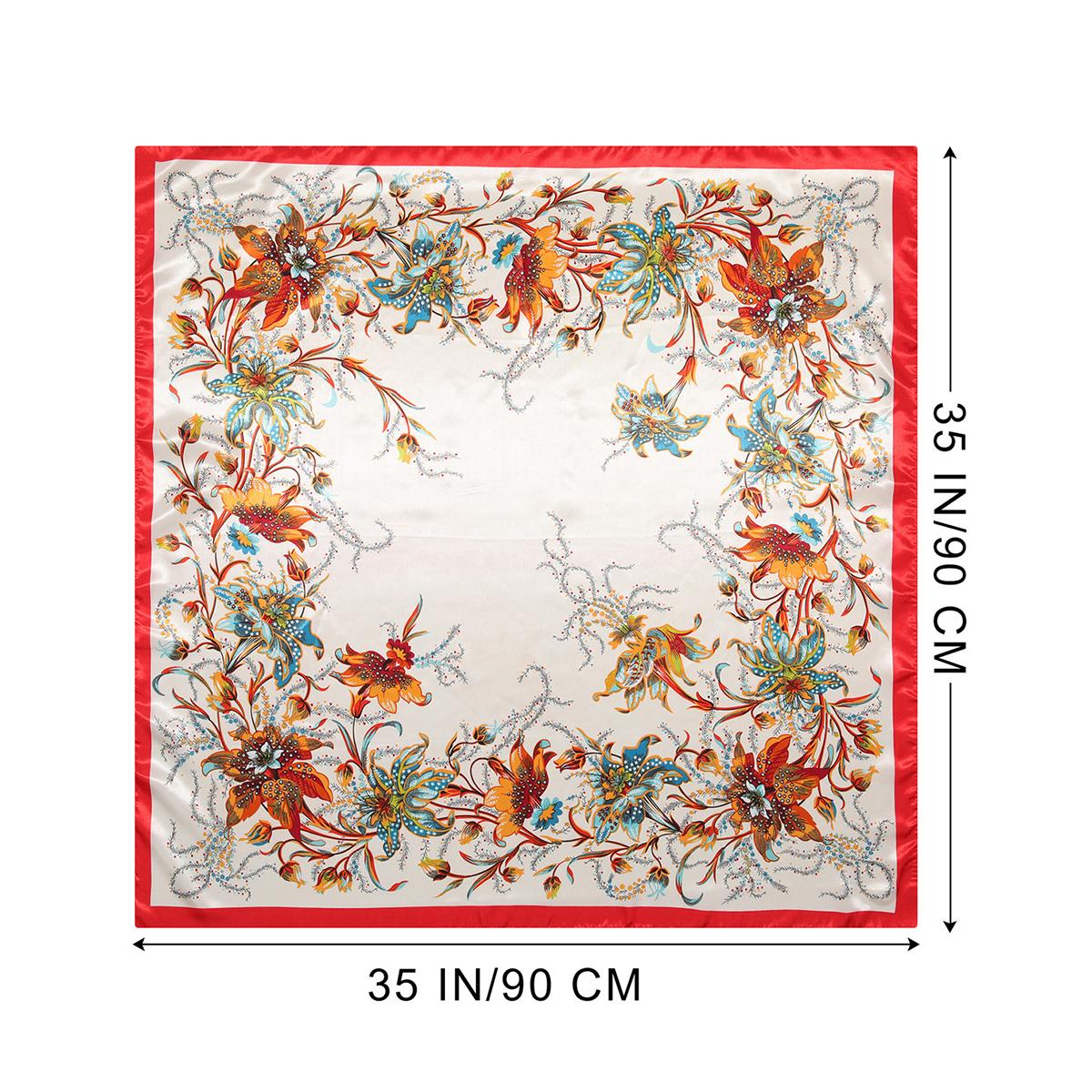 4-piece suit 35'' Printed Square Head Scarf Neck Scarves for Women Silk Like Hair Kerchief Bandanas Neck Scarf Shawls Sleeping Head Wraps Hair Band Headscarf Female Hair Accessories