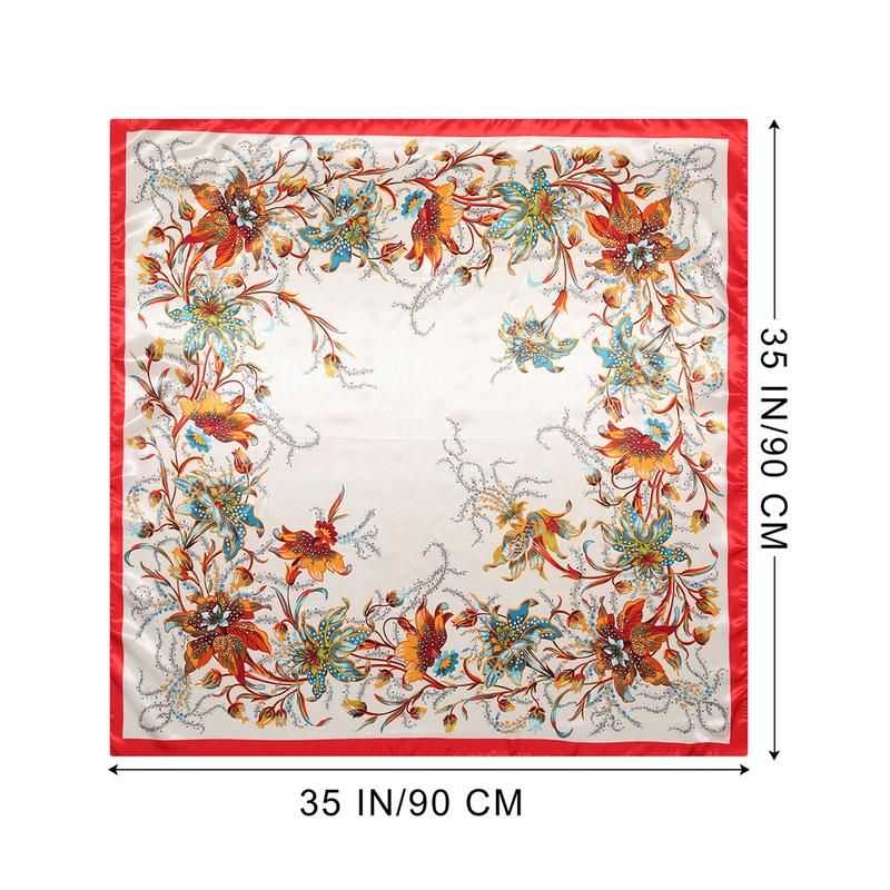 4-piece suit 35'' Printed Square Head Scarf Neck Scarves for Women Silk Like Hair Kerchief Bandanas Neck Scarf Shawls Sleeping Head Wraps Hair Band Headscarf Female Hair Accessories