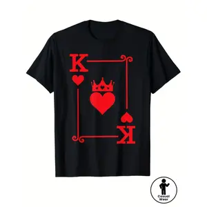 King Print Men'S Retro Graphic T-Shirt | Short Sleeve Crew Neck Tee with King Print Logo, Casual Casual Attire, Machine Washable, Perfect for Outdoor and Sportswear, All-Season Fit