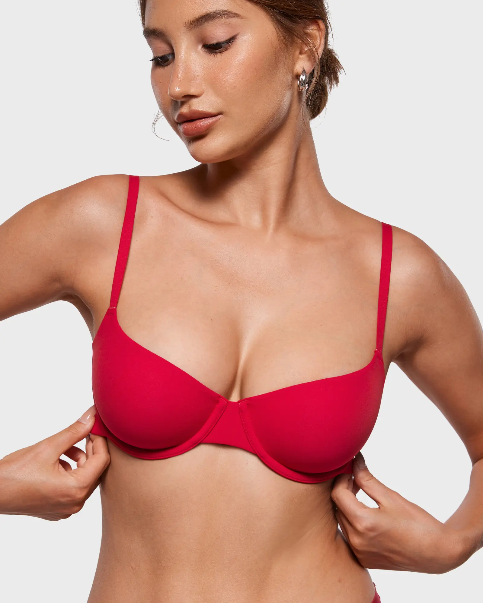 INLYRIC Women's Inbarely Plus Balconette Bra - Demi Unlined No Padding Underwire Comfort Natural Support Everyday Bras Fit Adjustable