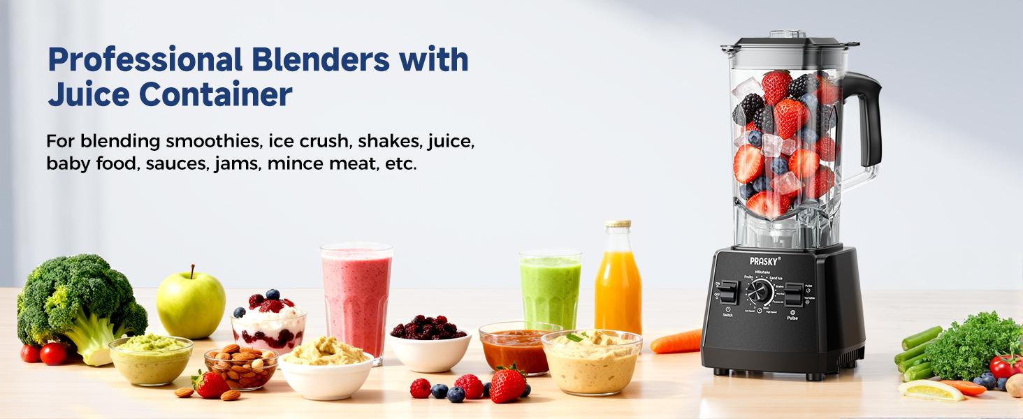 PRASKY 3L/102Oz Blender Pro and Grinder Combo, 25000RPM High-Speed Ice Crusher for Smoothies, Frozen Fruits, Coffee Beans, Spices, BPA-Free Large Jar Blender Juicer Machine PRASKY 3L/102Oz Blender Pro and Grinder Combo, 25000RPM High-Speed Ice Crusher for Smoothies, Frozen Fruits, Coffee Beans, Spices, BPA-Free Large Jar Blender Juicer Machine