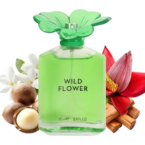 Wild Flower Eau de Parfum Spray 85ml - Fresh Floral Scent for Women - 2.8 Fl Oz Bottle with Green Floral Design
