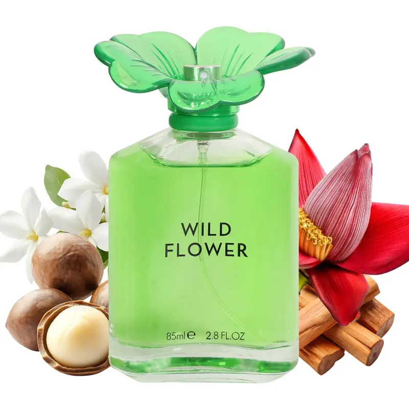 Wild Flower Eau de Parfum Spray 85ml - Fresh Floral Scent for Women - 2.8 Fl Oz Bottle with Green Floral Design