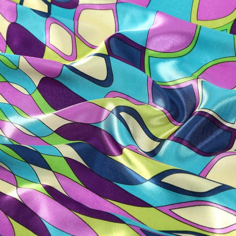 AWAYTR 2Pcs Head Scarf 35” Large Satin Square Scarf Silk-Like Headband Polyester Hair Scarf Bandanas for Women