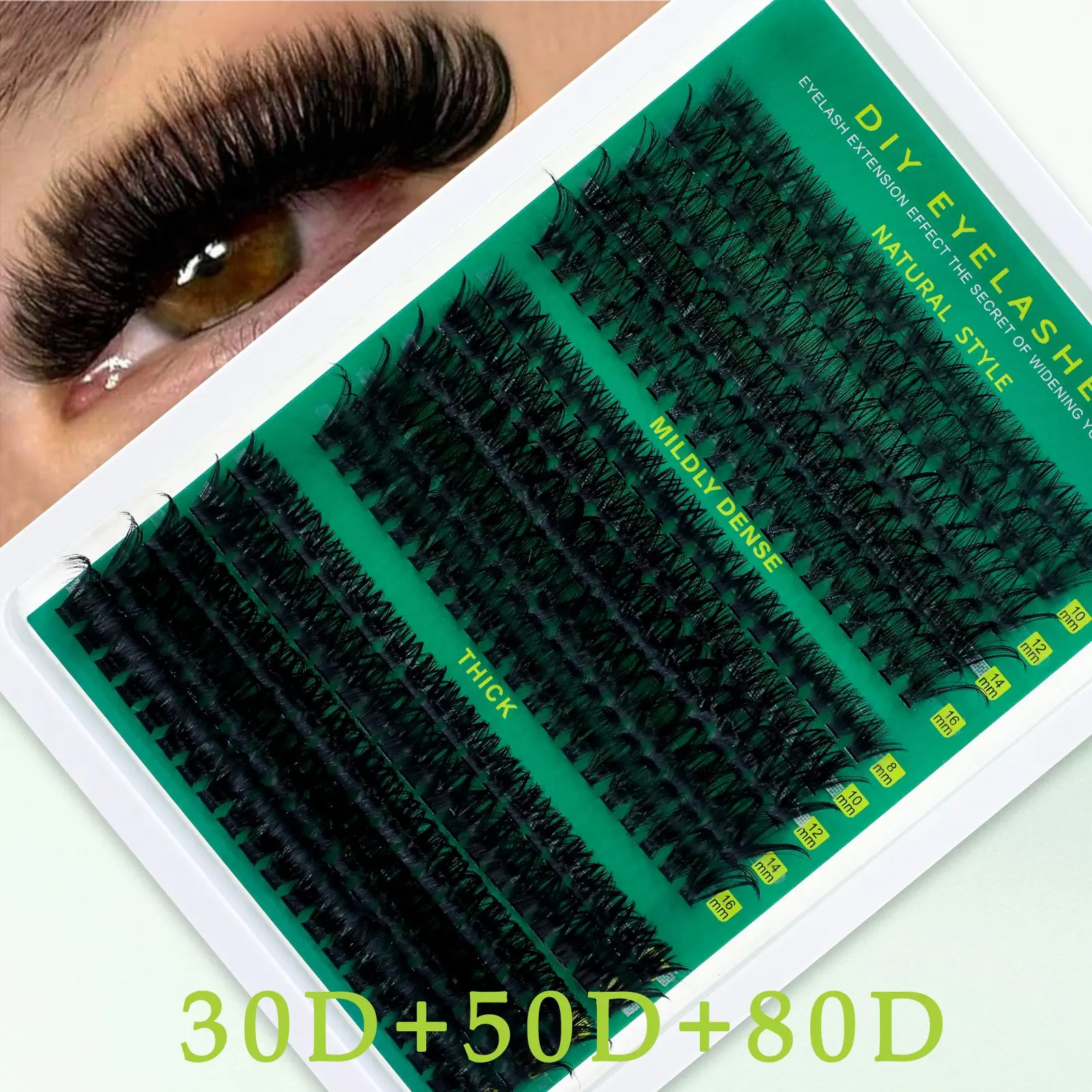 Natural Volume False Eyelashes for Lash Extension, Dense D Curl Mixed Length, Non-Toxic Fiber Clusters, Ideal for Lash Enhancement & DIY Individual Lashes