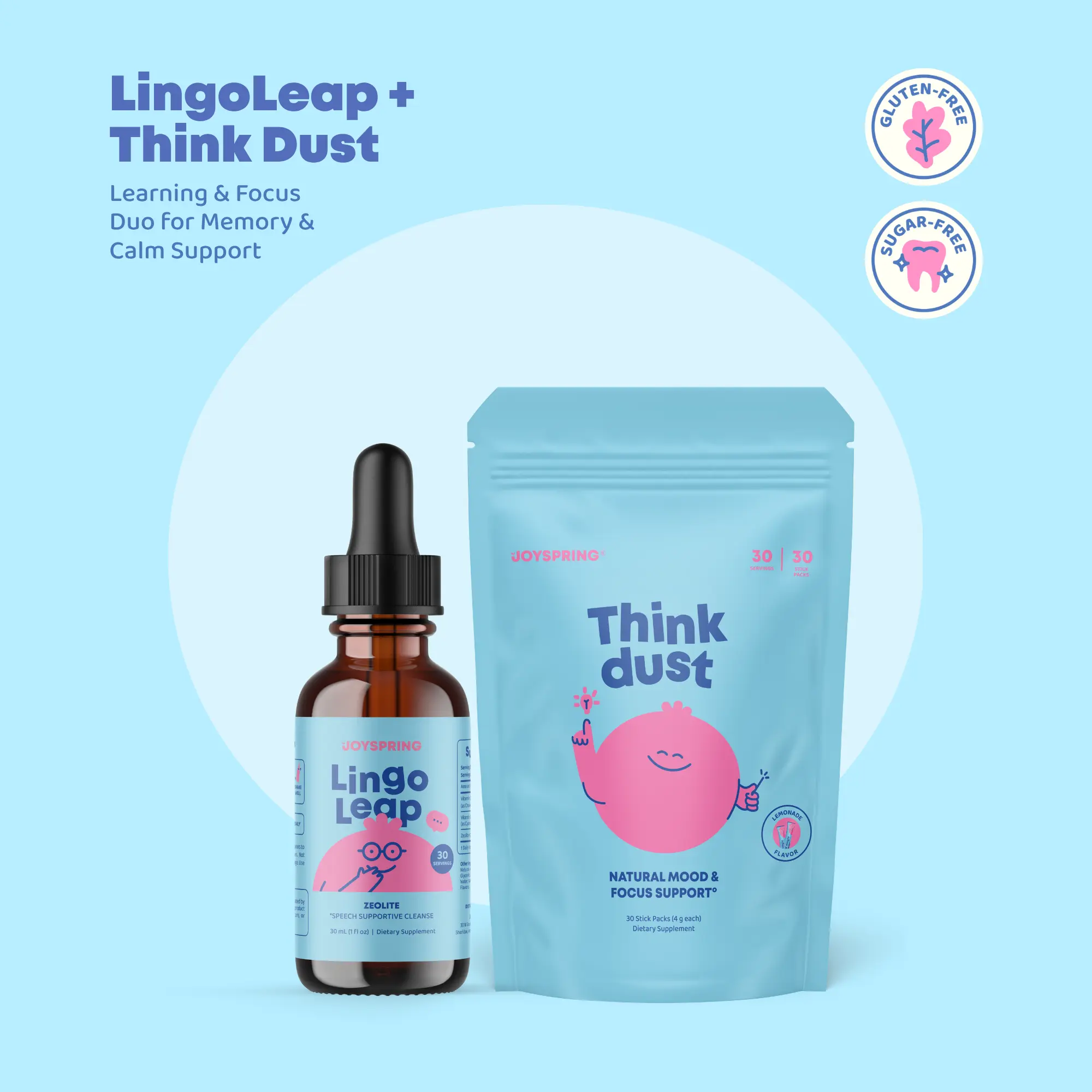 JoySpring LingoLeap + Think Dust – Learning & Focus Duo for Memory & Calm Support