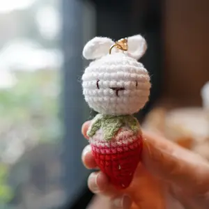 Rabbit Crochet Keychain / Amigurumi Bag Charm /Animal Crochet Gift