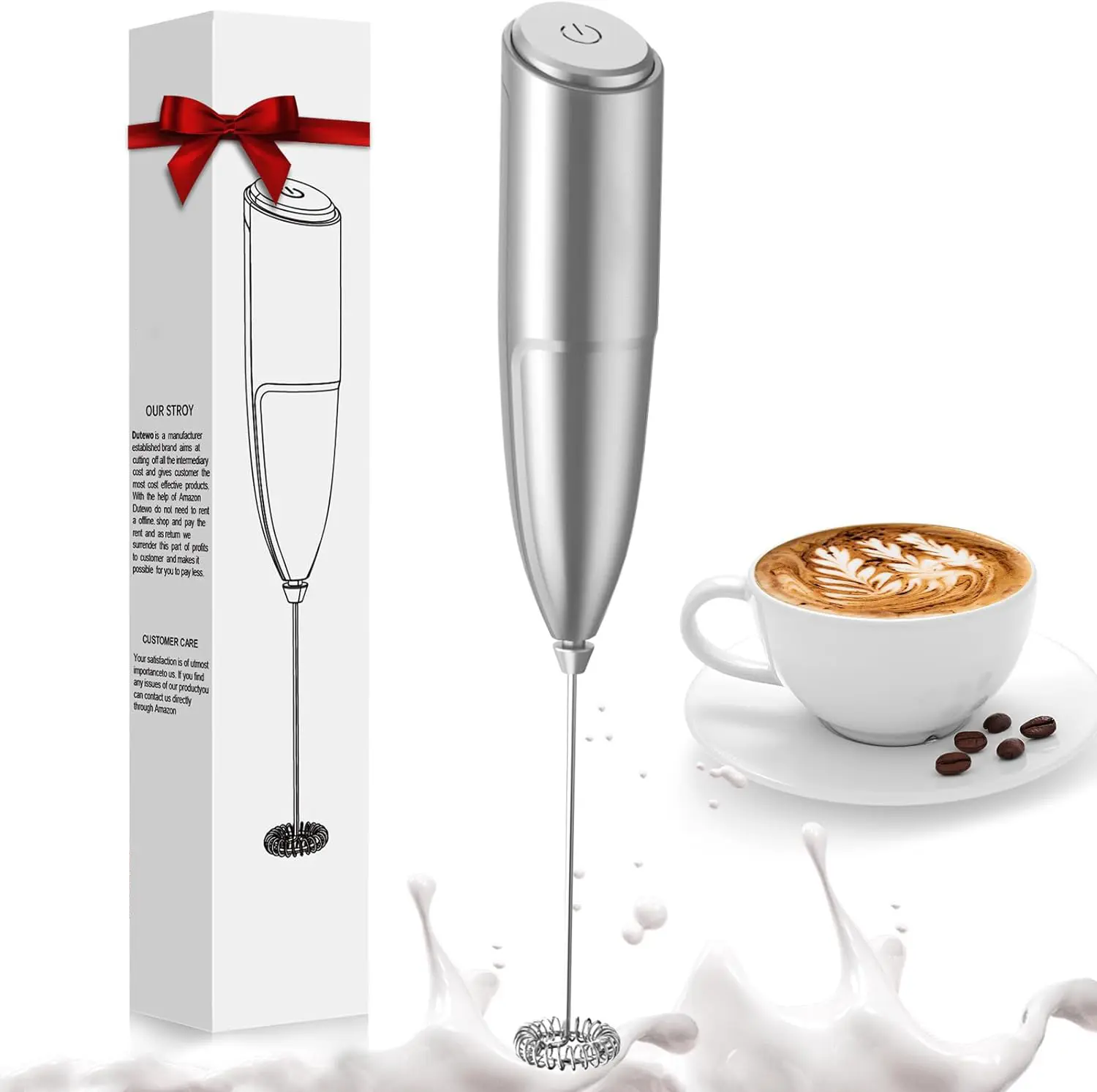 Yonsya Cord-Free Hand Mixer - Camping-Friendly Grey Kitchen Appliance with RPM Motor, Battery-Powered Frothing Wand, Coffee Whisk, 10s Creamy Froth, Foamy Latte Top, Drawer-Friendly Design, Quick Cleanup, Battery Power, Cord-Free