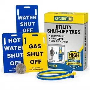 Utility Shut-Off Tags – Set of 3 PVC Valve Labels for Gas, Water & Hot Water – Landlord & Property Manager Safety Tags for Rentals or Multi-Unit Homes