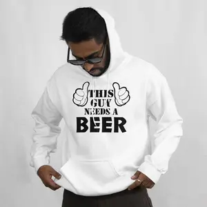 This Guy Needs a Beer Hoodie | Red & White | Men & Teens Soft Cotton