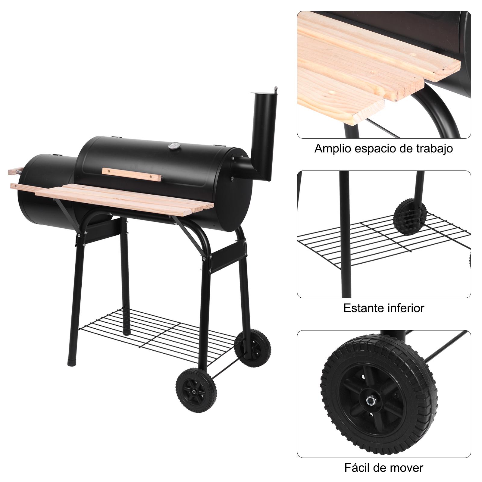 Ubesgoo BBQ Charcoal Grill, Outdoor Patio Barbecue Cooker With Offset Smoker, Wheels And Tray For Balcony Picnics, Party And Camping