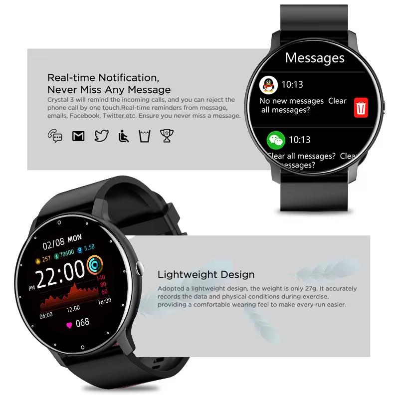 Smart Bracelet IP67 Waterproof Tracks Health Calls Sports Heart Rate Blood Pressure Sleep Monitoring Step Counter Calorie Tracking Notifications