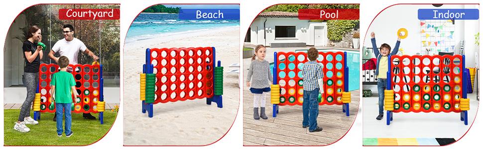 Costzon Jumbo 4-to-Score Giant Game Set, Giant 4 in A Row, Indoor Outdoor Board Game for Kids and Adults, Ideal for Holiday Party & Family Game Fun,Christmas Festival Gift Black Friday Cyber Monday