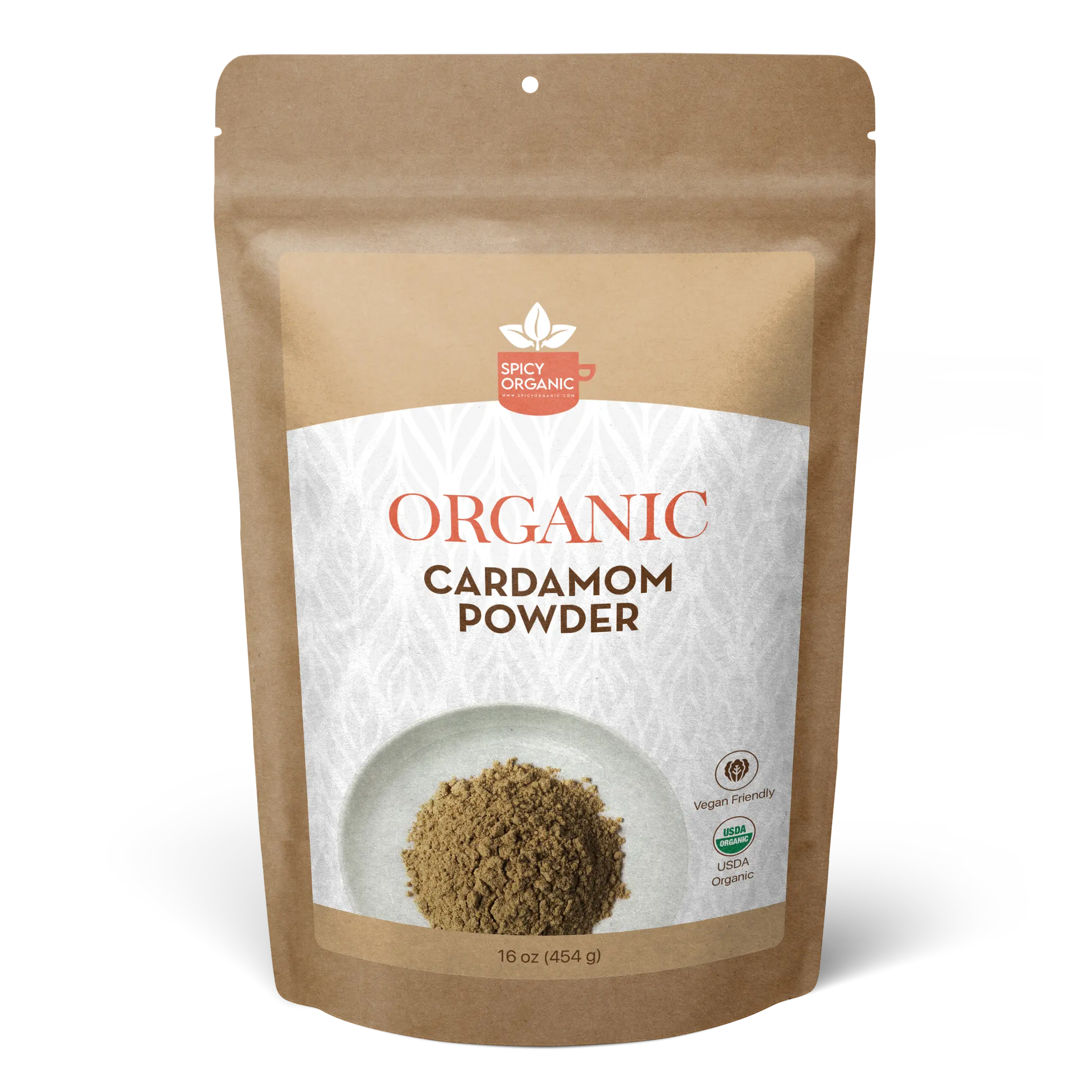 SPICY ORGANIC Cardamom Powder - 16 oz. - Certified USDA Organic Ground Cardamom - Gluten Free- Non GMO - Ideal for Baking, Cooking, and Beverages