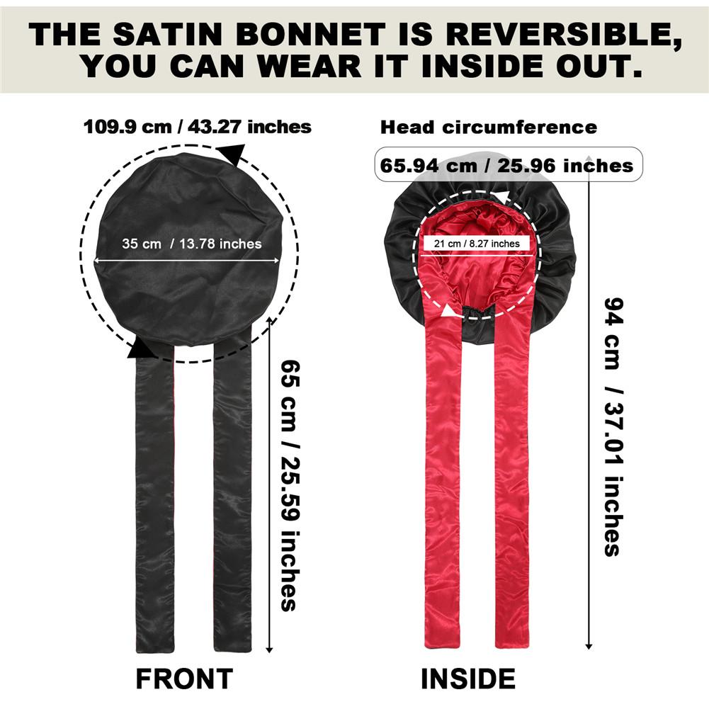 Double-Layer Solid Color Satin Bonnet Silk Like Texture Sleeping Cap for Women Curly Hair Wrap Adjustable Reversible with Tie Band Nightcap Bonnets