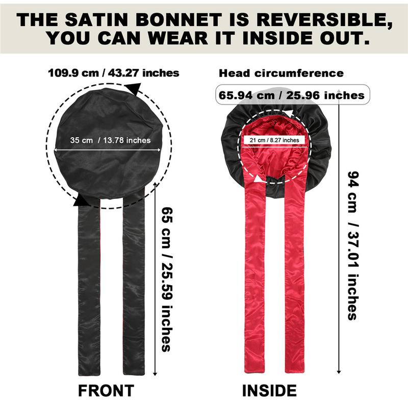 Double-Layer Solid Color Satin Bonnet Silk Like Texture Sleeping Cap for Women Curly Hair Wrap Adjustable Reversible with Tie Band Nightcap Bonnets