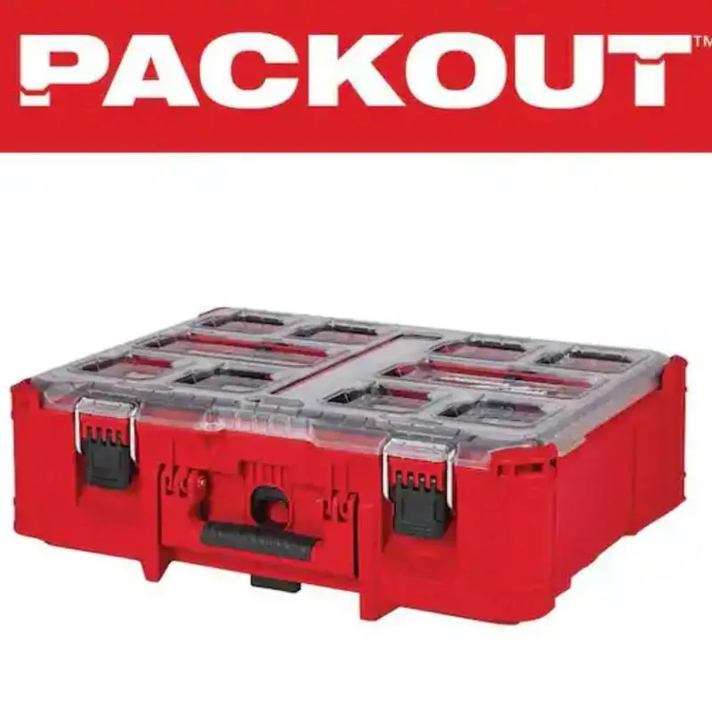 Milwaukee PACKOUT 20-in Deep Small Parts Organizer - 6 Compartments, Quick-Adjust Customizable Dividers, Workshop Tools Storage, Small Parts Corral, Fast Part Find for DIY Enthusiasts, Garage Organization