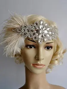 Apricot 1920s Feather Flapper Headband