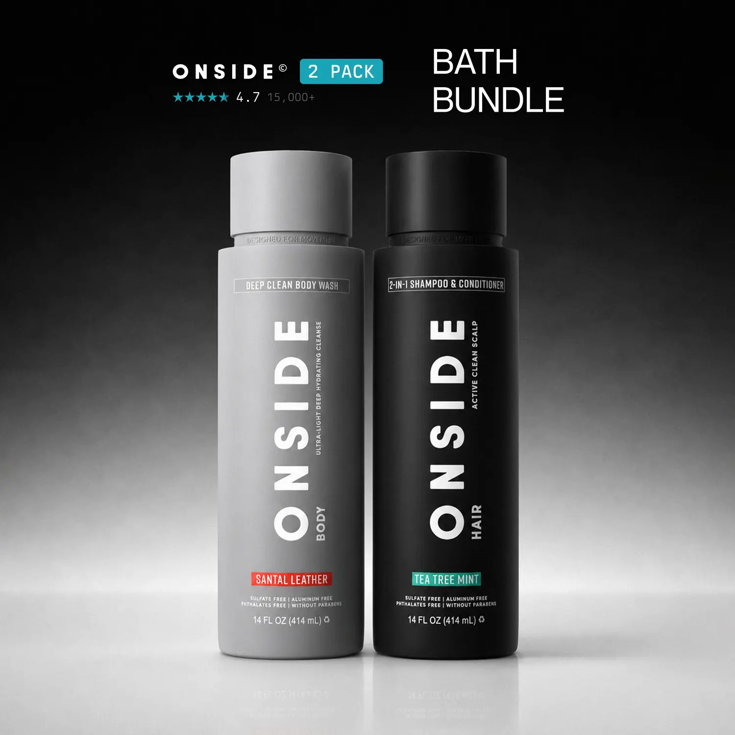 ONSIDE Bath Bundle | 2 in 1 Shampoo & Conditioner and Deep Clean Body Wash