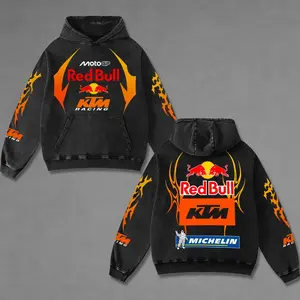 Redbull x KTM Racing Biker Hoodie Washed Vintage MotoGP Racing Streetwear, Motorcycle Graphic Hoodie Unisex, Designed for Motor Fans, Sportbike Culture, Speed Lovers & Urban Motorbike Style