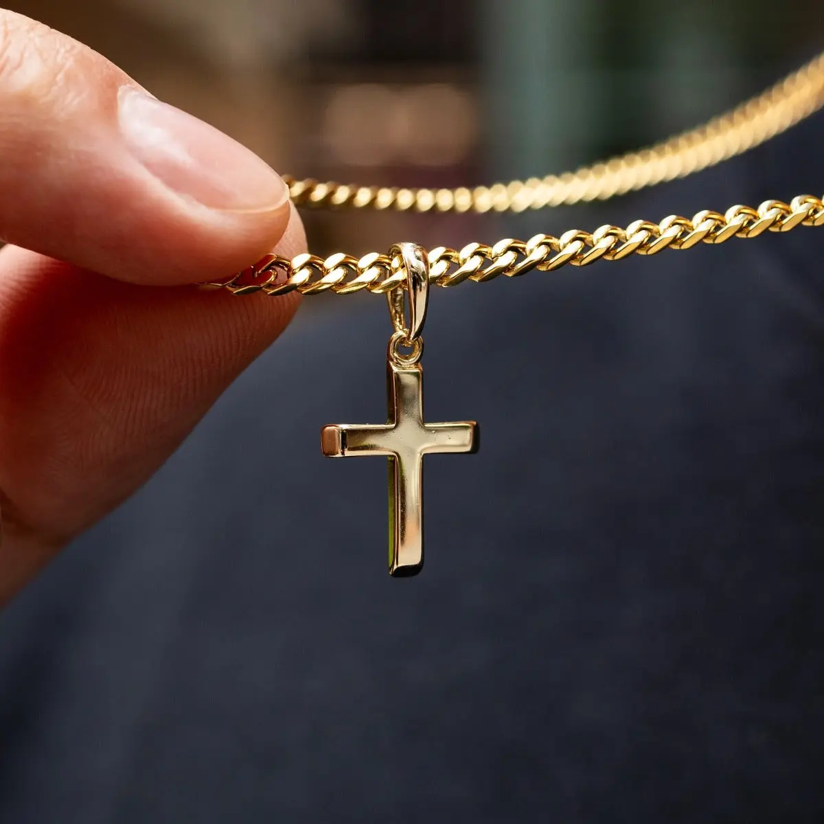 GLD Micro Simple Cross Pendant | 18k Yellow Gold, Lifetime Warranty, Ideal Everyday Accessory - Perfect Gift (Chain Not Included)