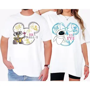 His Eve Her Wall-E Valentine T-Shirt, Wall-E and Eve Valentine's Day Tee, Couple Matching 2026 Valentines Gift