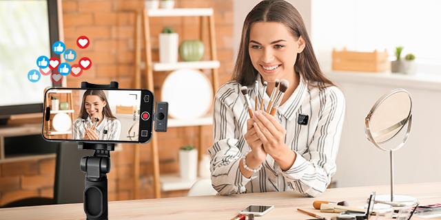 Jumpstart Sale KUKIHO Wireless Lavalier Microphone with Charging Case – 164ft Range, 72H Battery – for iPhone, Android, iPad, Laptop – Clip-on Mic for Video, Interview, Vlog