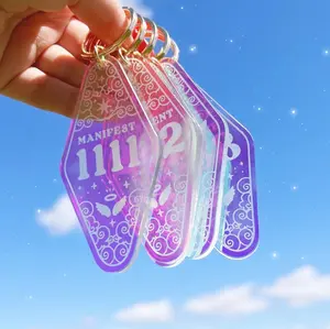 Angel Number Iridescent Motel Keychains
