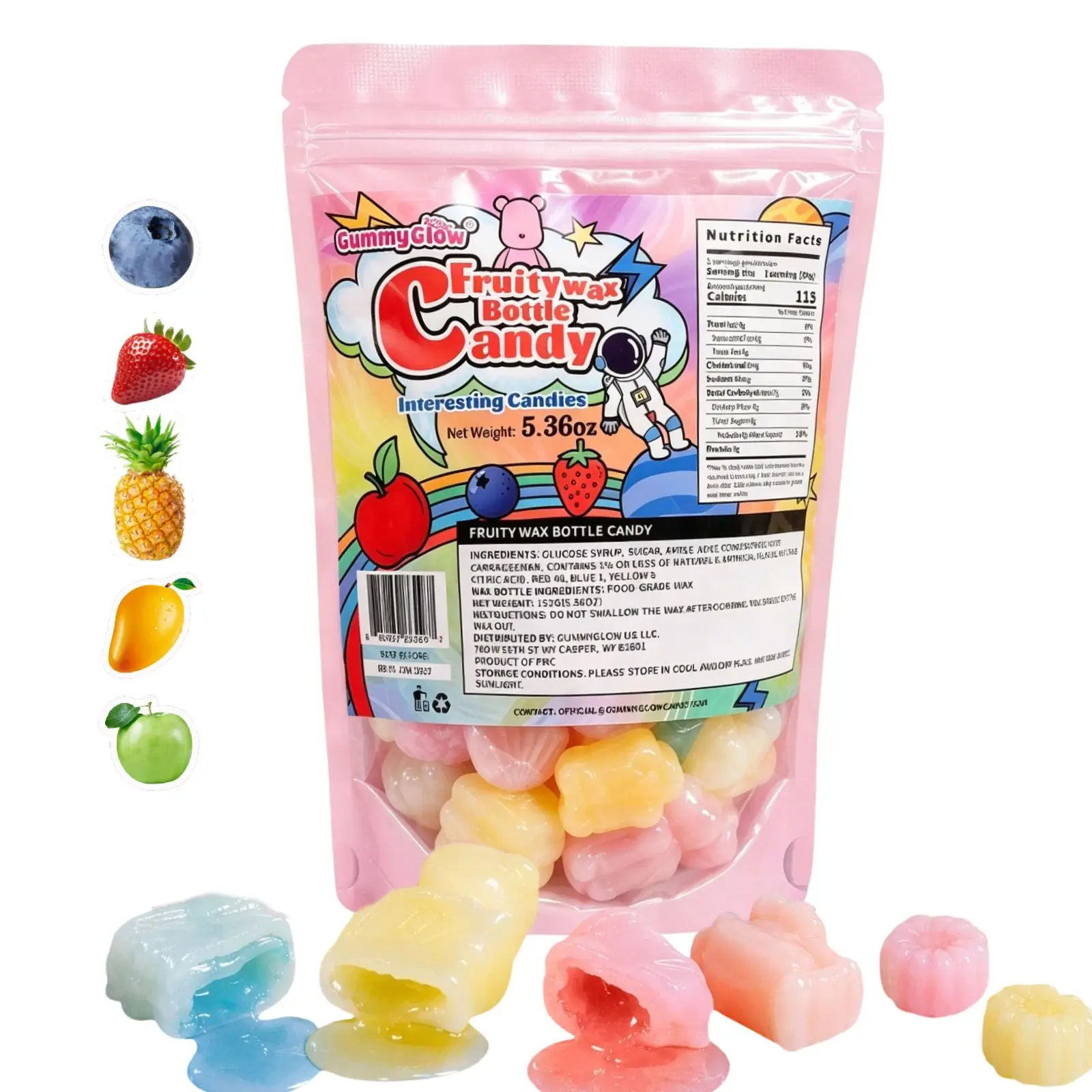 GummyGlow 5.36oz Wax Fruit-Filled Candy, Chewable Waxy Candy, Retro Nostalgic Novelty Treats, Classic Variety Flavors for Old School Candy Lovers, ASMR Lovers and Gifts #tiktokshopbacktoschool,back to school
