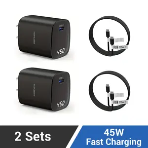 [2 Pack] 45W Super Fast Charger Type C USB-C 6.6FT Android Phone Fast Charging Replacement for Samsung Galaxy S25/S25 Ultra/S25+/S24 Ultra/S24/S24+/S23 Ultra/S23/S22/S20/S21/Note 10,Galaxy Tab