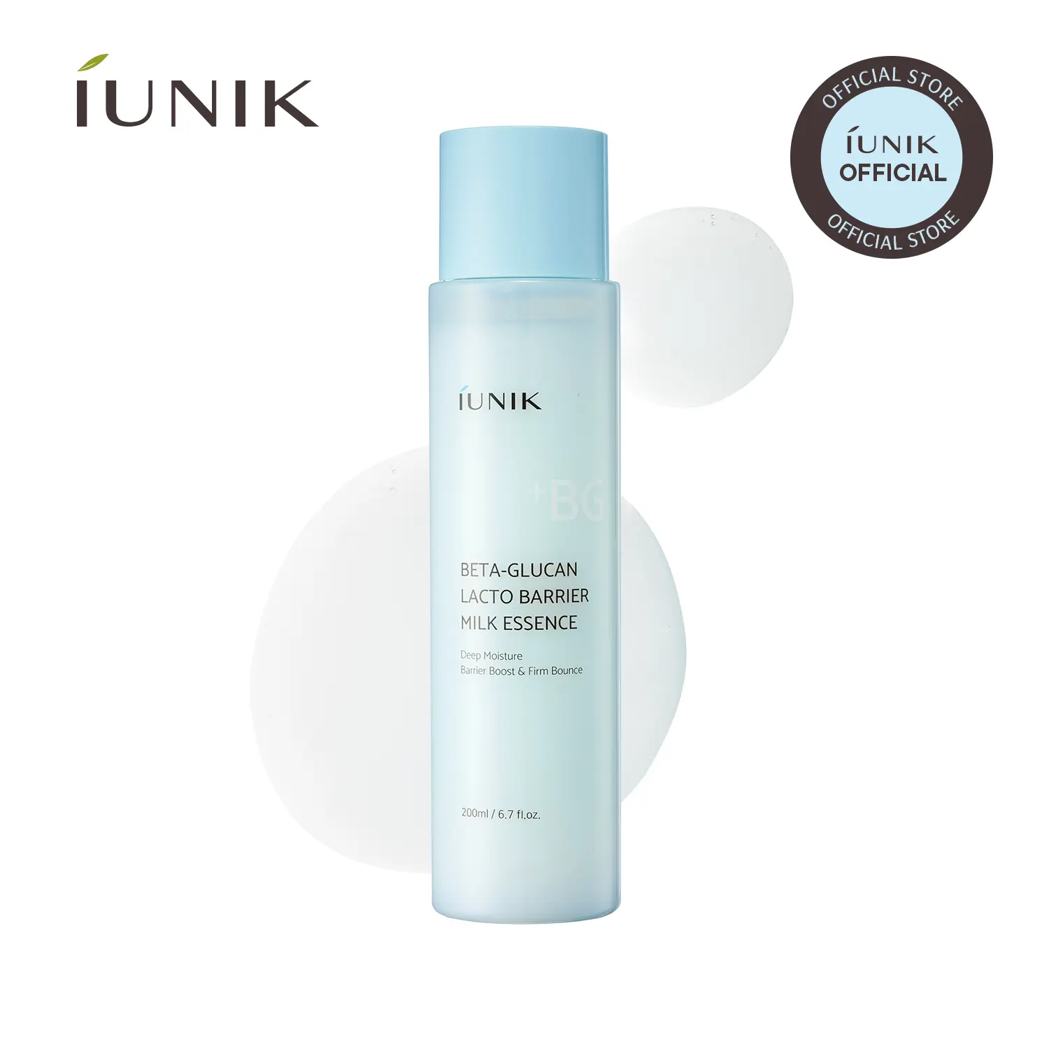 [IUNIK Official] Beta-Glucan Lacto Barrier Milk Essence – Lactobacillus Ferment Lysate, Peptides & Beta-Glucan for Firming & Barrier Care, Toner-Serum Hybrid, Deep Moisturizing for All Skin Types, 6.7 fl oz (200ml), Korean Skincare K-Beauty