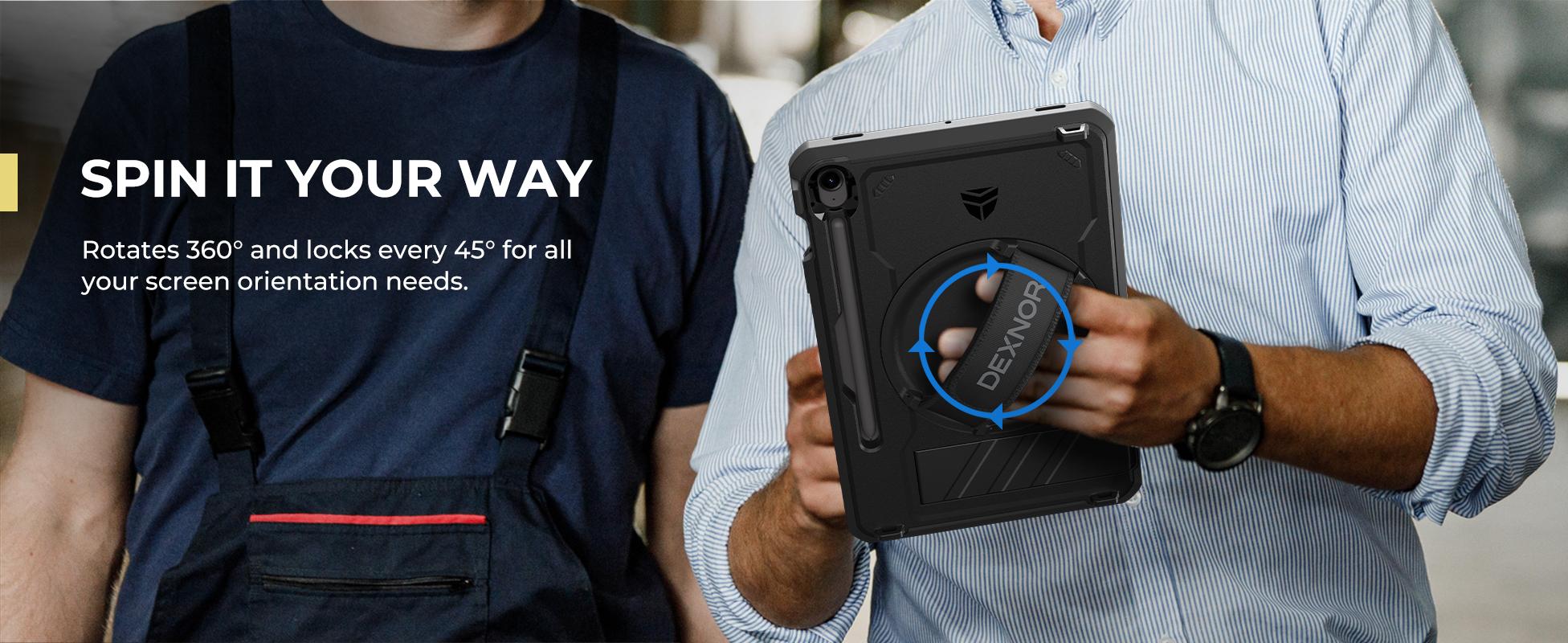 Dexnor Case for Samsung Galaxy Tab S10 Lite/S10 FE / S9 FE 10.9 Inch / S9 11 Inch 2023 with Screen Protector Pen Holder [360 Rotating Hand Strap & Kickstand], Full Body Cover for Tablet S9 FE