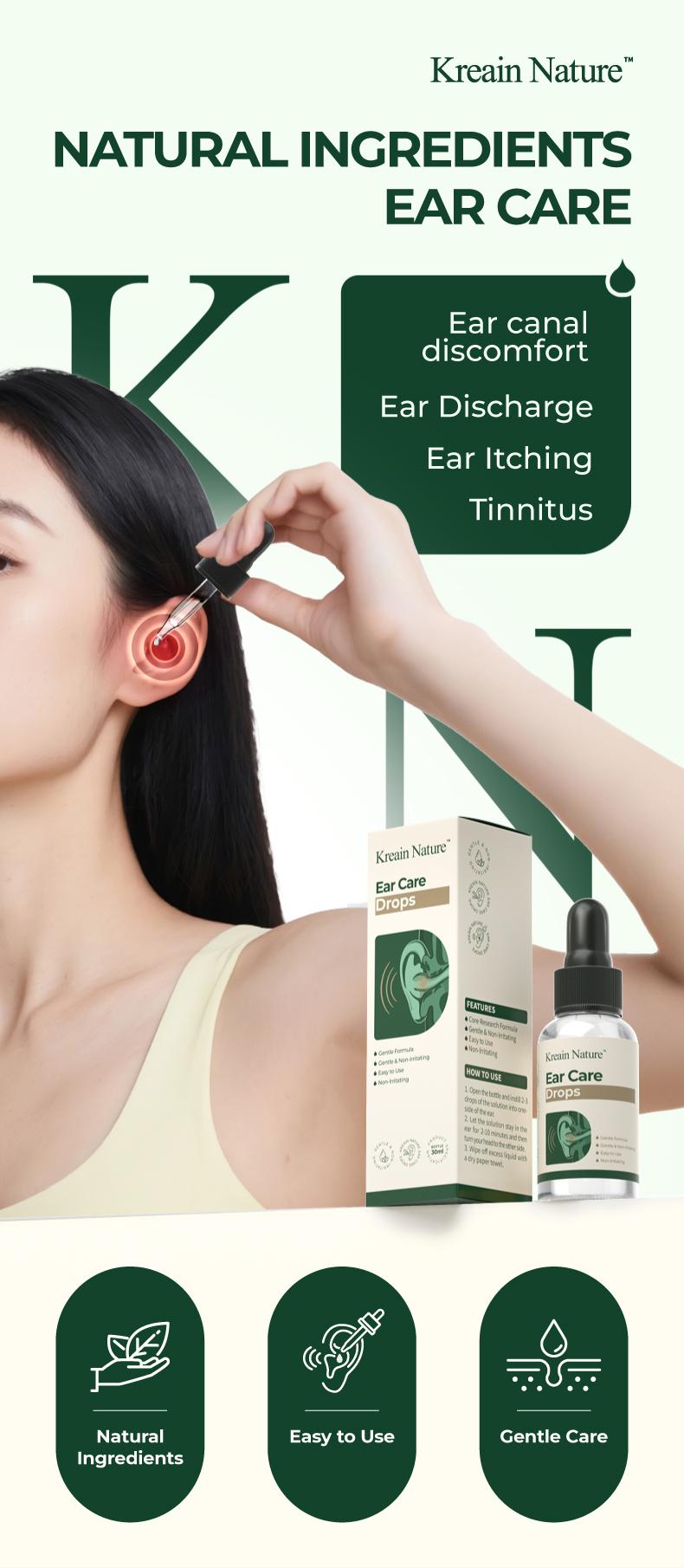 Kreain Nature 1 Ear Care Drops Gentle Formula, Non-Irritating Gentle Formula, Easy to Use & Portable dealsforyoudays