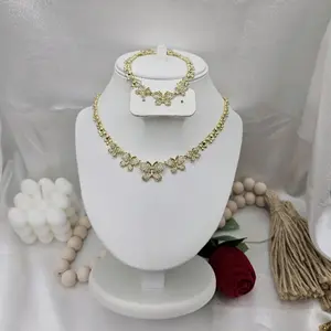 valdiviajewery #2441 Butterfly Necklace and Bracelet Set 14k Gold Plated High Quality