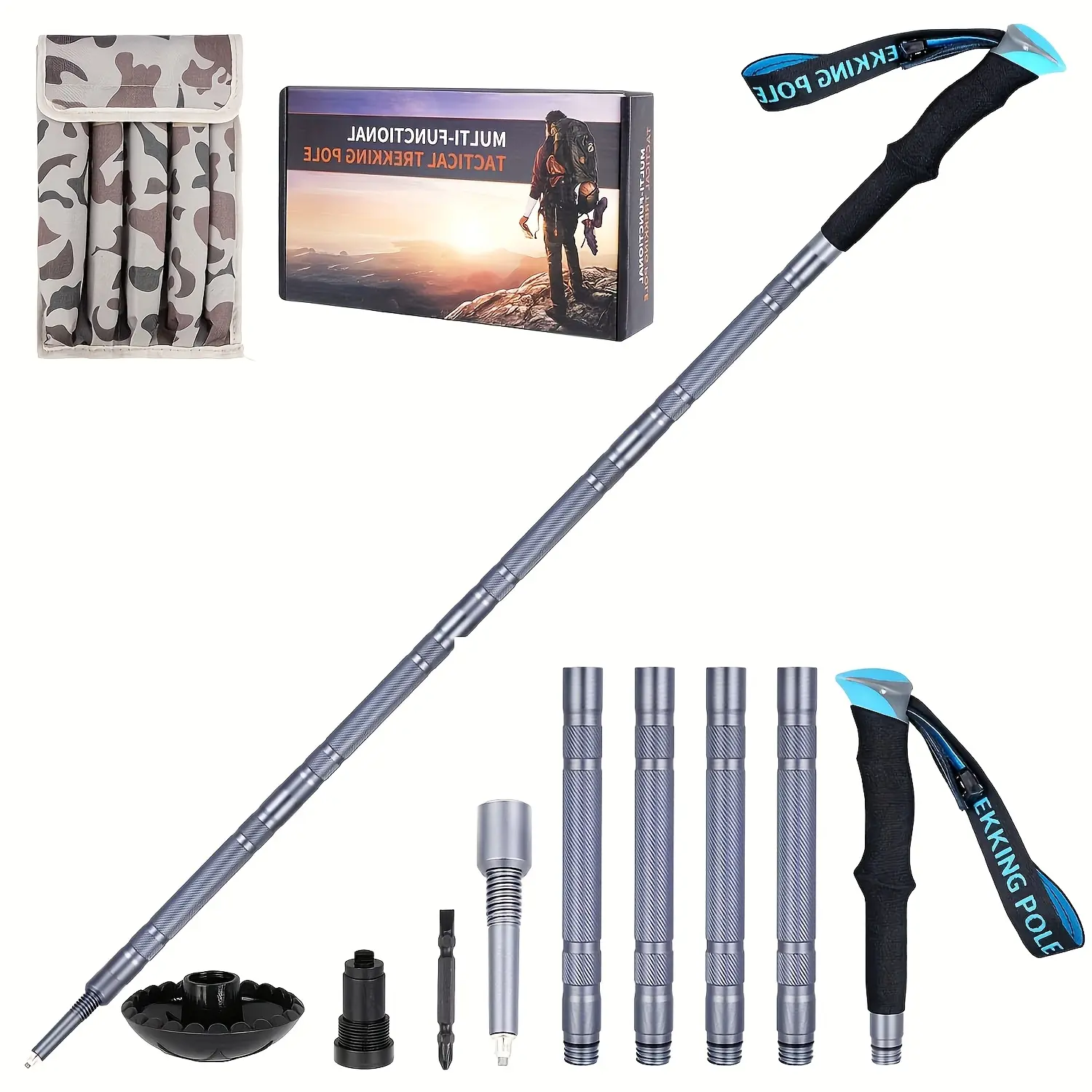 Detachable Trekking/Hiking Pole Multi-Tool with 5 Tubes — For Women and Children Detachable Trekking/Hiking Pole Multi-Tool with 5 Tubes — For Women and Children
