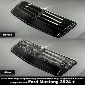 Crux Moto Hood Vent Vinyl Wrap Overlay – Forged Carbon Confetti | Precision fit compatible with Ford Mustang 2024, 2025, 2026 +