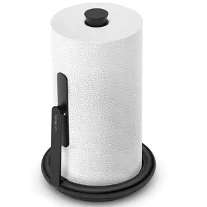 Ultrean Paper Towel Stand with Weighted Base, No-Lift One-Hand Tear – Stainless Steel Countertop Holder with Tension Arm, Anti-Slip Heavy Duty Dispenser for Standard & Jumbo Rolls, Modern Kitchen Accessory