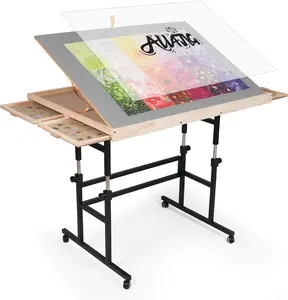 ALL4JIG 1500 Piece Jigsaw Puzzle Table with Legs,25"x34"Adjustable Puzzle Tables for Adults, 3-Tilting-Angle Portable Wooden Jigsaw Puzzle Board Portable with 4 Drawers & Cover Gift for mom