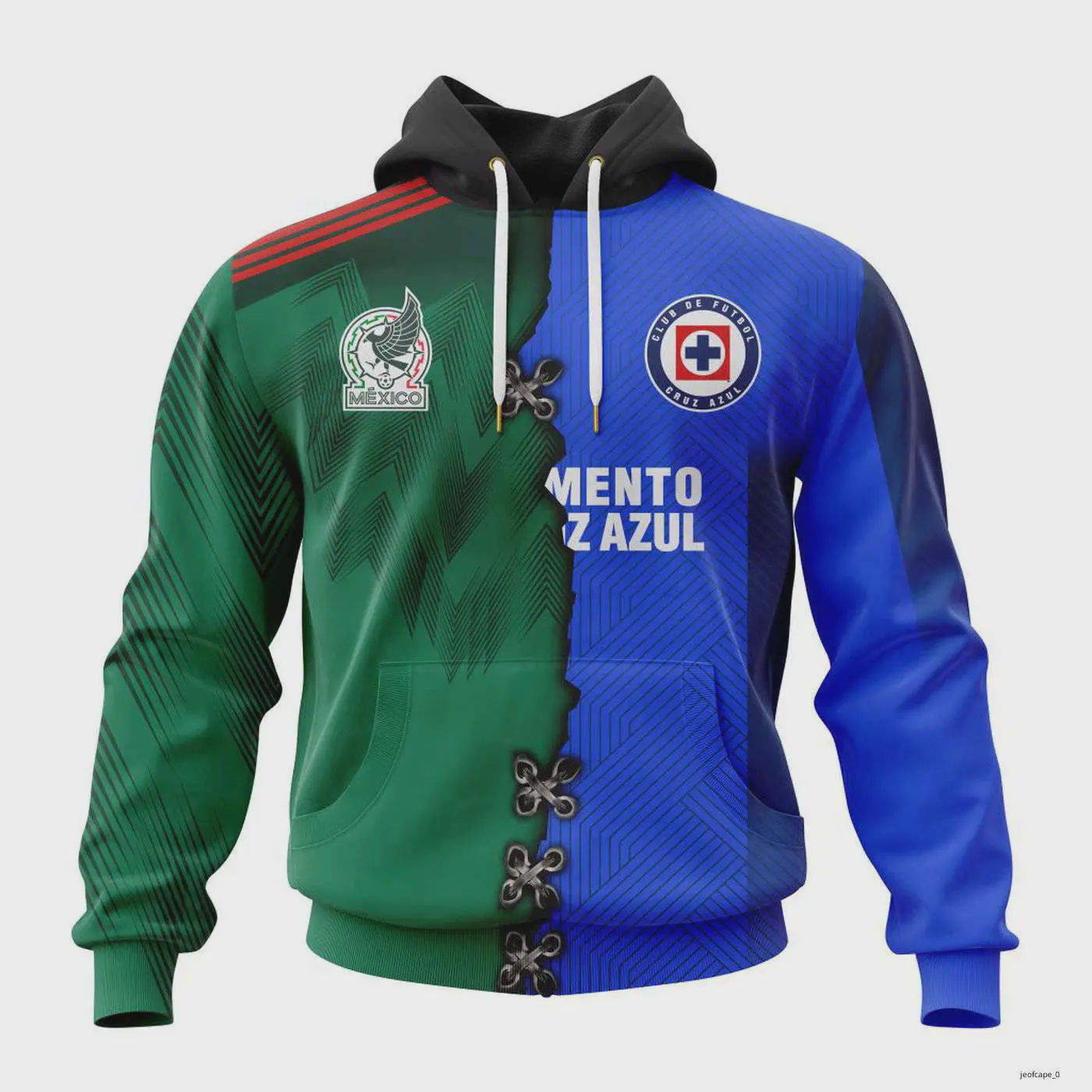 Personalized LIGA MX Cruz Azul Mix Mexico Kits Hoodie Fullsize